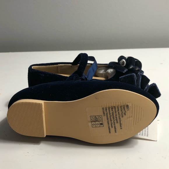 Size 5 NWT Janie and Jack girls navy velvet special occasion shoes - Picture 5 of 6